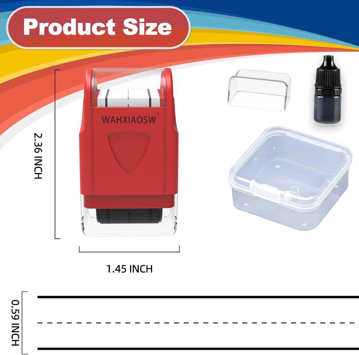 Handwriting Lines Stamp Roller Self-Inking Line Rolling Stamps - Red - image 2