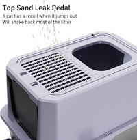RIZZARI Stainless Steel Cat Litter Box, Odorless Enclosed Litter Box with Top Holes, Large Litter Pan for Small to Large Sized Cats (Cool Gray, 23.8" L*15.9" W*18" H)