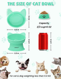 YINEYA 2 Pack Cat Food Bowls Elevated Design for Neck Comfort - Pink&Green - image 4