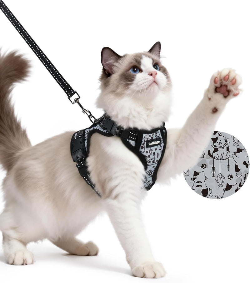 rabbitgoo Cat Harness and Leash, Easy-on with Neck Buckle - Misty Catch / M