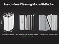 JOYMOOP Mop and Bucket Set with Wringer, Flat Mops for Floor Cleaning, Wall Mop Cleaner with Long Handle, Hardwood Floor Mop with 4 Microfiber Pads