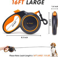 Retractable Dog Leash, Strong Nylon Tape, Tangle Free - Black/Orange / Large - image 3