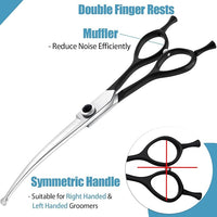 Dragon Creek 6.5" Downward Curved Dog Grooming Scissors Shears for Grooming Face and Paws Safety Round Tips Shears Trimming Cutting Scissors for Dog Cat Pet Black
