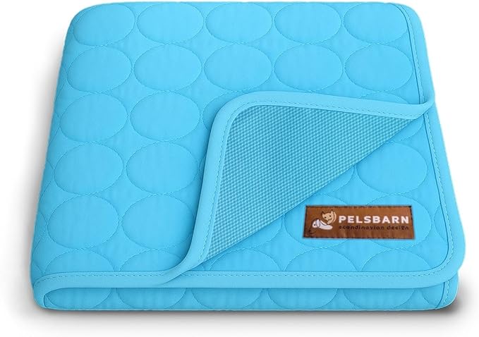 Dog Cooling Mat- Ice Silk Summer Comfort, Self Cooling, Non-Slip Dog Pad, Durable & Washable, Mat for Large Dogs 65x95 cm, Support Shelter Dogs with Every Purchase (Blue)