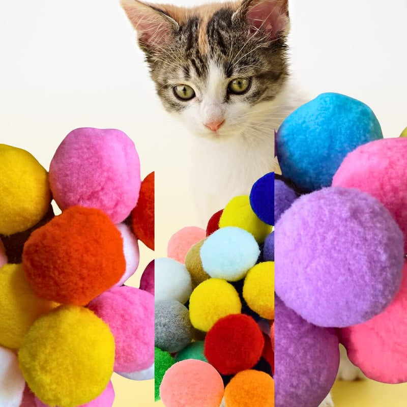 Premium Soft Pom Pom Balls for Kittens, Lightweight, Interactive - Mixed Sizes 1.2-2.0 Inches 20 Balls