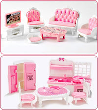 Thildani 35-piece pink and white dollhouse furniture set for bedroom, bathroom, living room and kitc - view 7