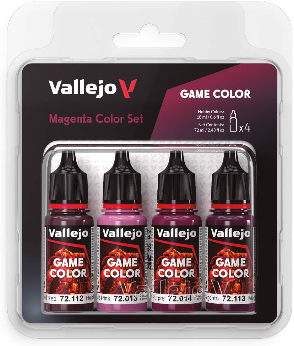 Vallejo, Game Color, 4 Bottles x 0.6 fl.oz. - Magenta Color Set
