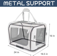 Extra Large Cat Carrier Soft Sided - Navy / with curtain - image 2