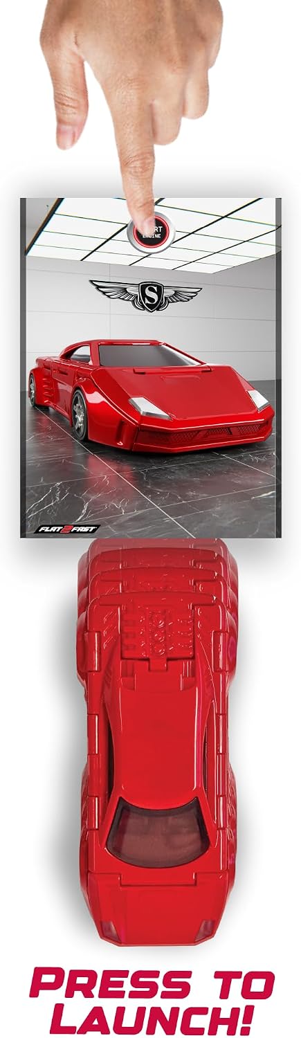 FLAT 2 FAST Original Speed Card Racer - Supercar - 1 Pack / Rocket Red - image 4