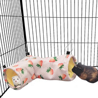 Large Caliber Guinea Pig Hideout & Hammock, Corner Hideout Toy for Guinea Pig, Ferret, Hedgehog, Piggy-2 Tunnel Strawberry