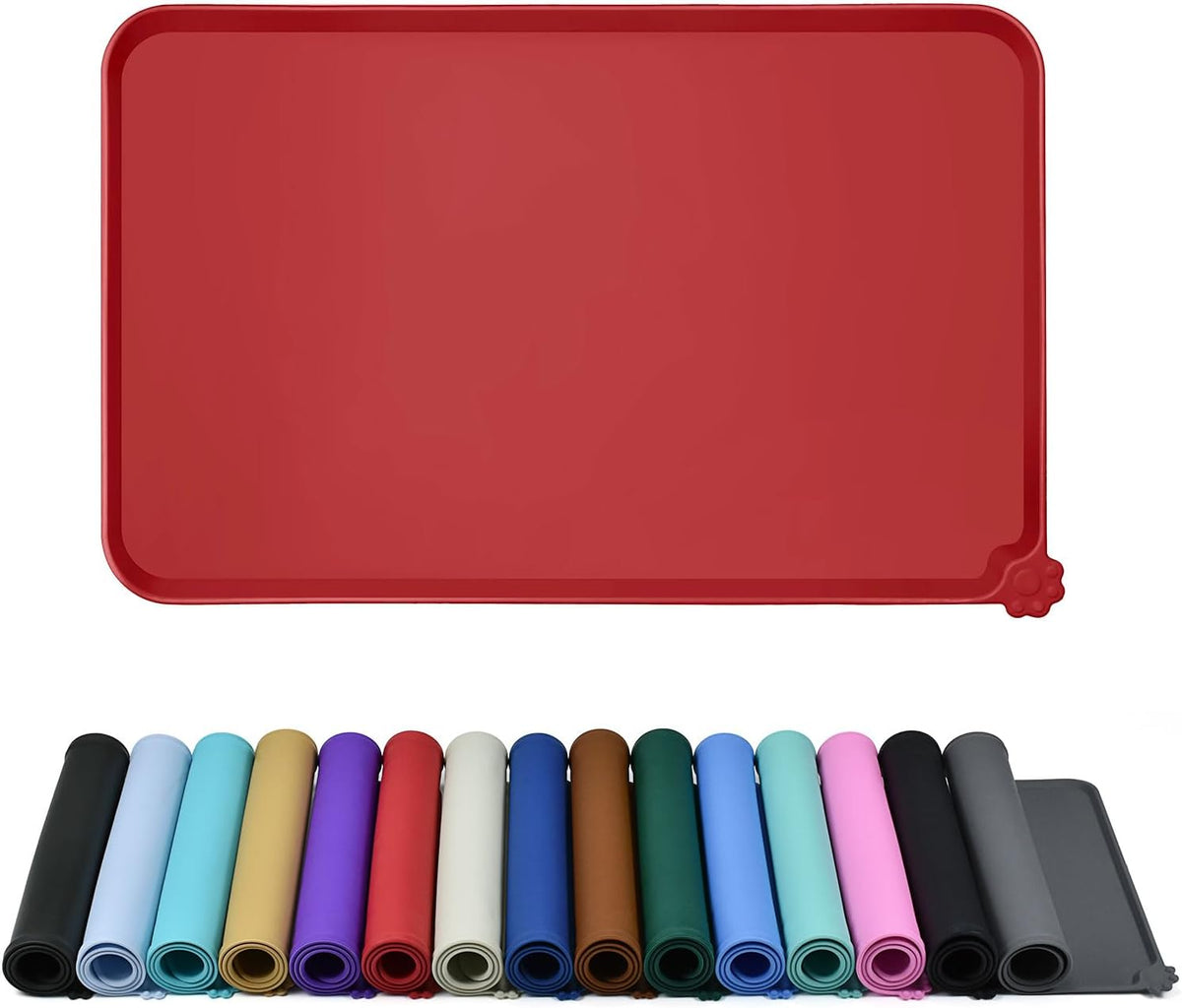Reopet Silicone Pet Feeding Mat - Red / 24" x 16"
