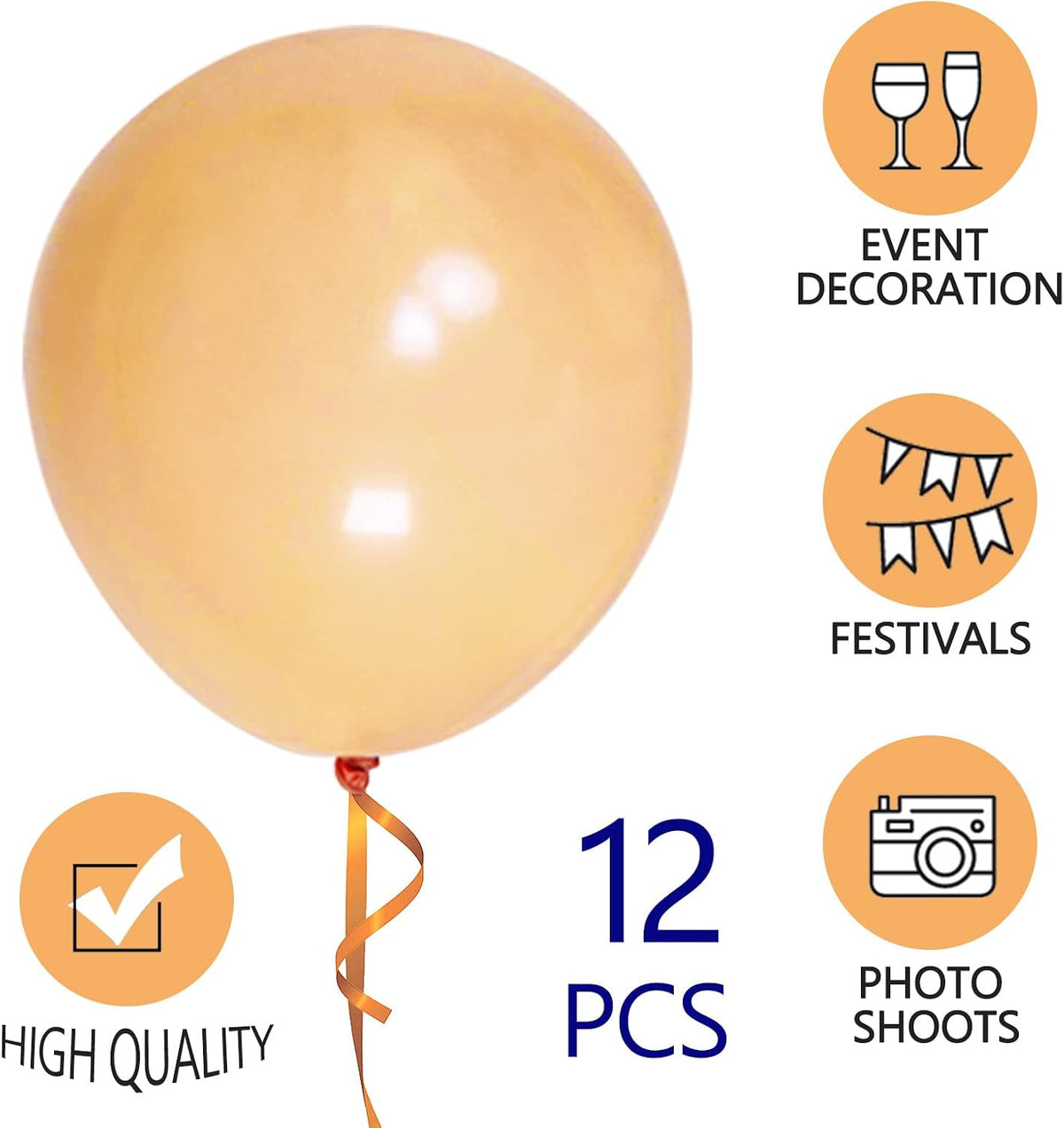 ASIYUHY Red Balloons 18 Inch 12 Pack Large Latex Party Balloons – Fun for Kids & Family - Apricot Balloons - image 3