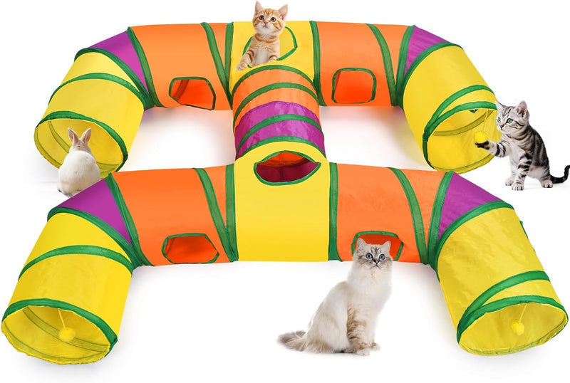 H-4-Way Collapsible Cat Tunnels for Kittens Indoor Entertainment