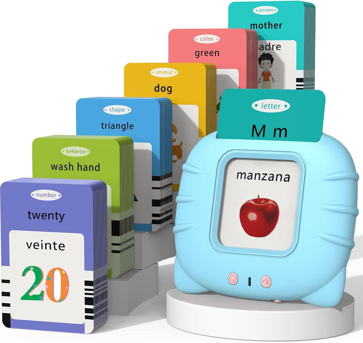 Startcan Talking Flash Cards for Toddlers 1 2 3 4 5 - 516-bilingual-blue (New Abc+123+ 4 Songs)
