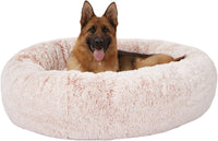 Calming Fluffy Donut Dog Bed for Large Dogs, 36" Round - 45.0"L x 45.0"W x 10.0"Th / Pink