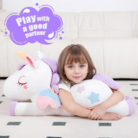 32inch Cute Giant Pink Unicorn Plush, Jumbo Soft Body Pillow Pet - 32 Inch Purple Unicorn / 32 inch - image 3