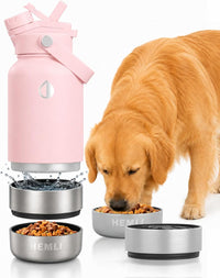 32 oz. Dog Water Bottle, Insulated Dog Travel Water Bottle - Pink / 32 oz