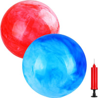 2 Pcs Playground Balls for Kids, Inflatable Bouncy Balls, Red - Red, Blue / 18 inch