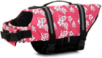 TESOON Ripstop Dog Life Jacket Quick Release Easy-Fit Adjustable Dog - XXS / Red Flower