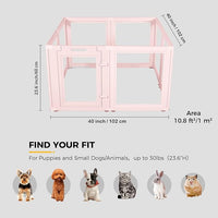 Clear Acrylic Plastic Dog Playpen - Clear Dog Play Pen - Easy Assemble Acrylic Dog Playpen - Puppy Playpen, Cat Playpen, Small Animal Playpen, Dog Play Pen Indoors (Pink-23.6" H, 8PCS)