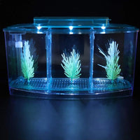 Betta Fish Tank, Adjustable Light Isolation Acrylic Small Aquarium with LED Light, Small Fish Tank Starter Kit, Beta Fish Tank with Water Change Valve for Office Home Room Decor (Blue)