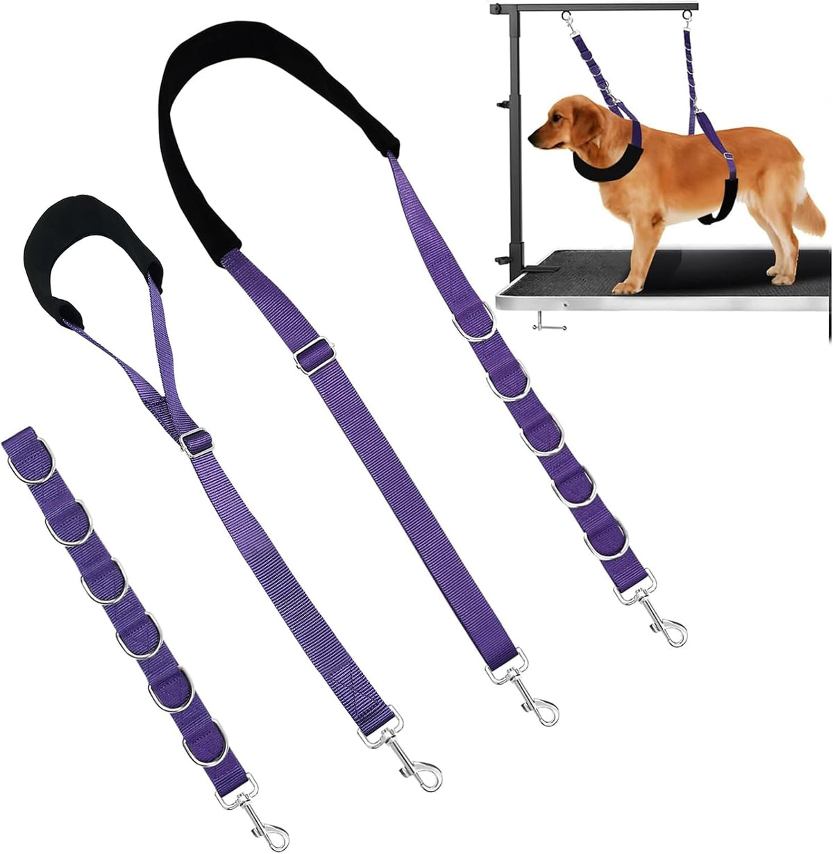 Dog Grooming Belly Strap Belly Band & Loop 3 Sets Adjustable Dogs - purple