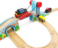 Motorized Train for Kids, Remote Control Locomotive Train Toy for Wooden Tracks, Battery Powered - Train Bridge - image 2