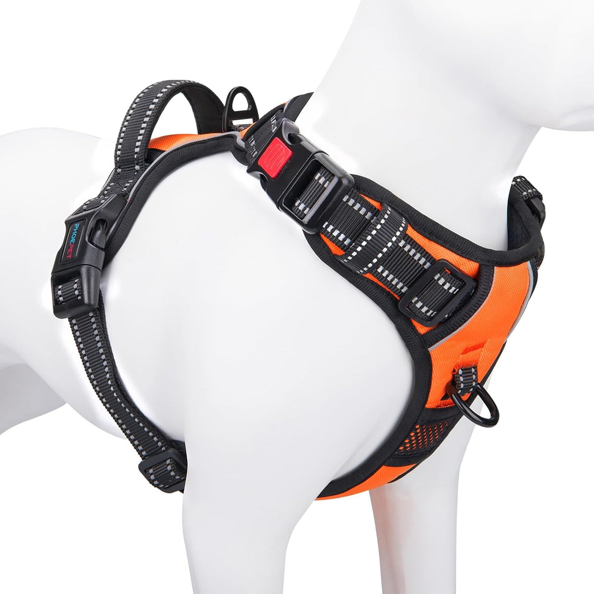PHOEPET No Pull Dog Harness Medium Reflective Front Clip Vest - Medium / Orange
