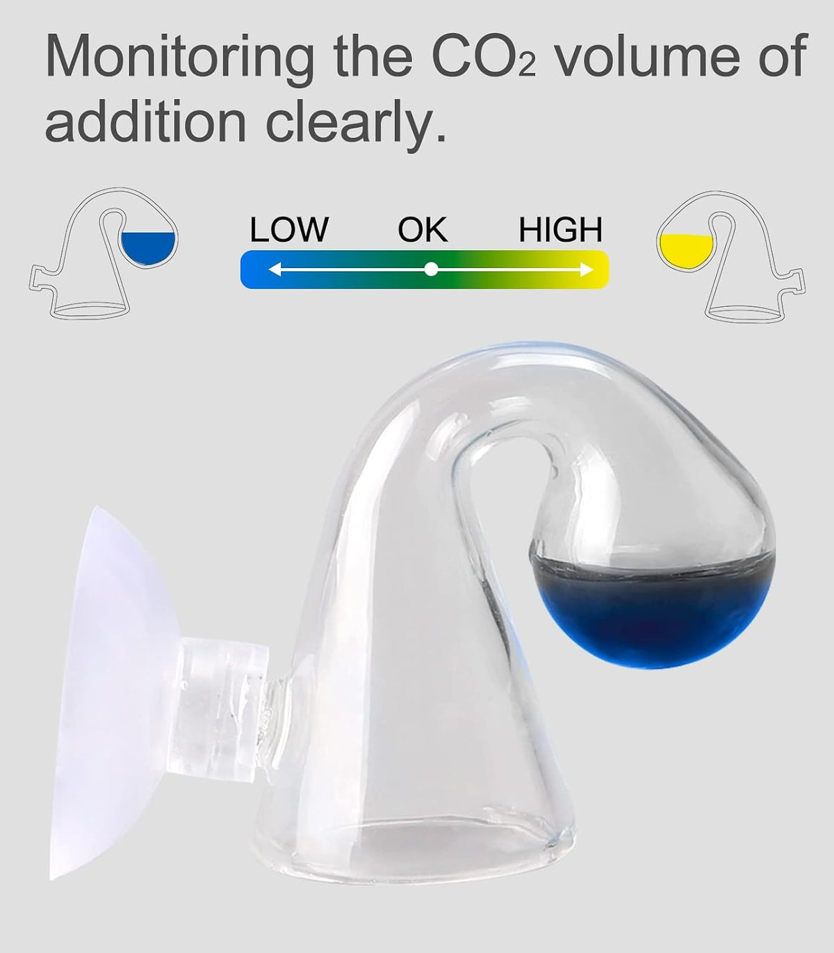 Aquarium CO2 Drop Checker CO2 Indicator – Essentials for Fish - Glass Checker+15ml - image 2