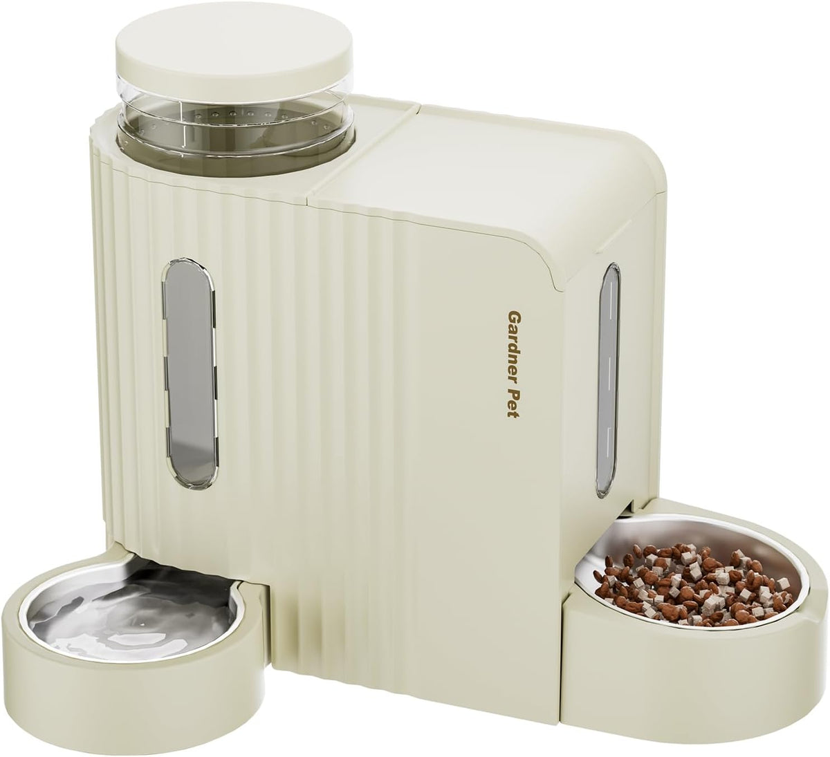 Gravity Automatic Cat Feeder, Water & Food Dispenser Set - Large (0.8 Gallon x 2) / Beige