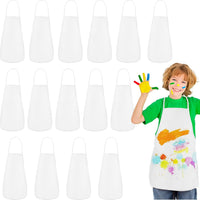 PLULON 8 Pcs Colorful Apron Kids Aprons for Painting Cooking Art Smock – Fun for Kids & Family - White / 30