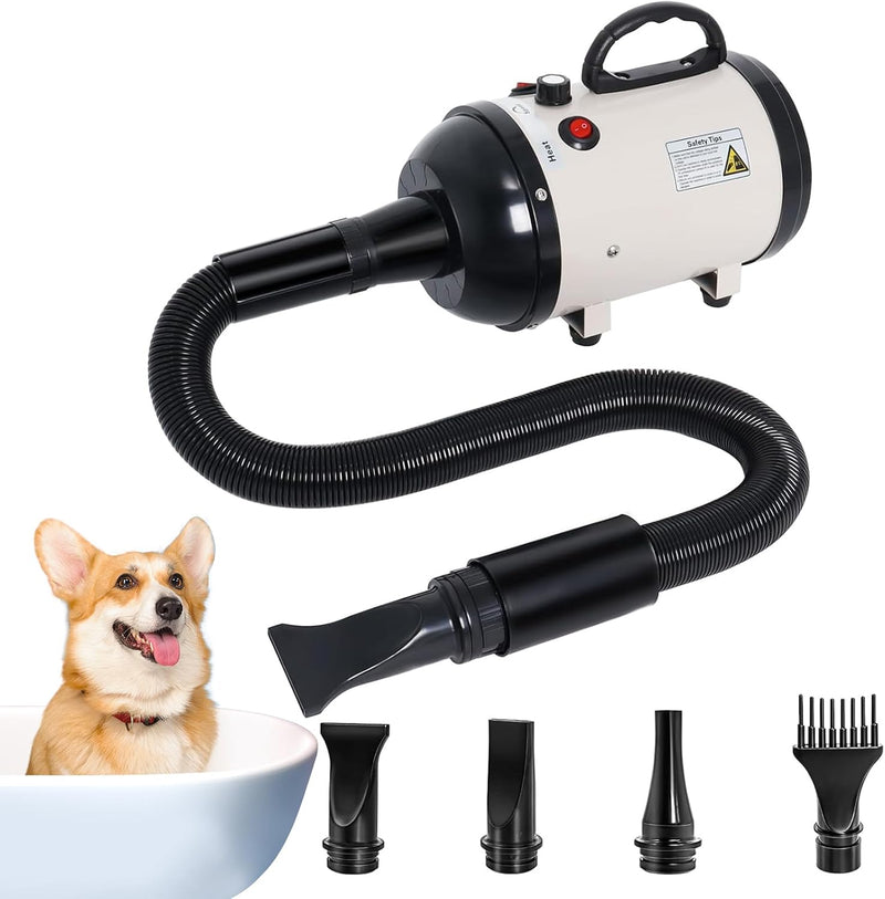 Dog Dryer for Large Dogs 5.2HP 3800W High Velocity Pet Hair Dryers – Essentials for Dogs - Beige