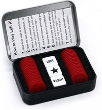 Bilywey Left Right Dice Game Set with 3 Dices + 36 Black Chips – Fun for Kids & Family - Red