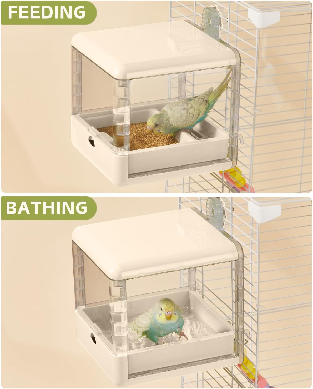 septillar Bird Feeder and Bath for Cage - White - image 4