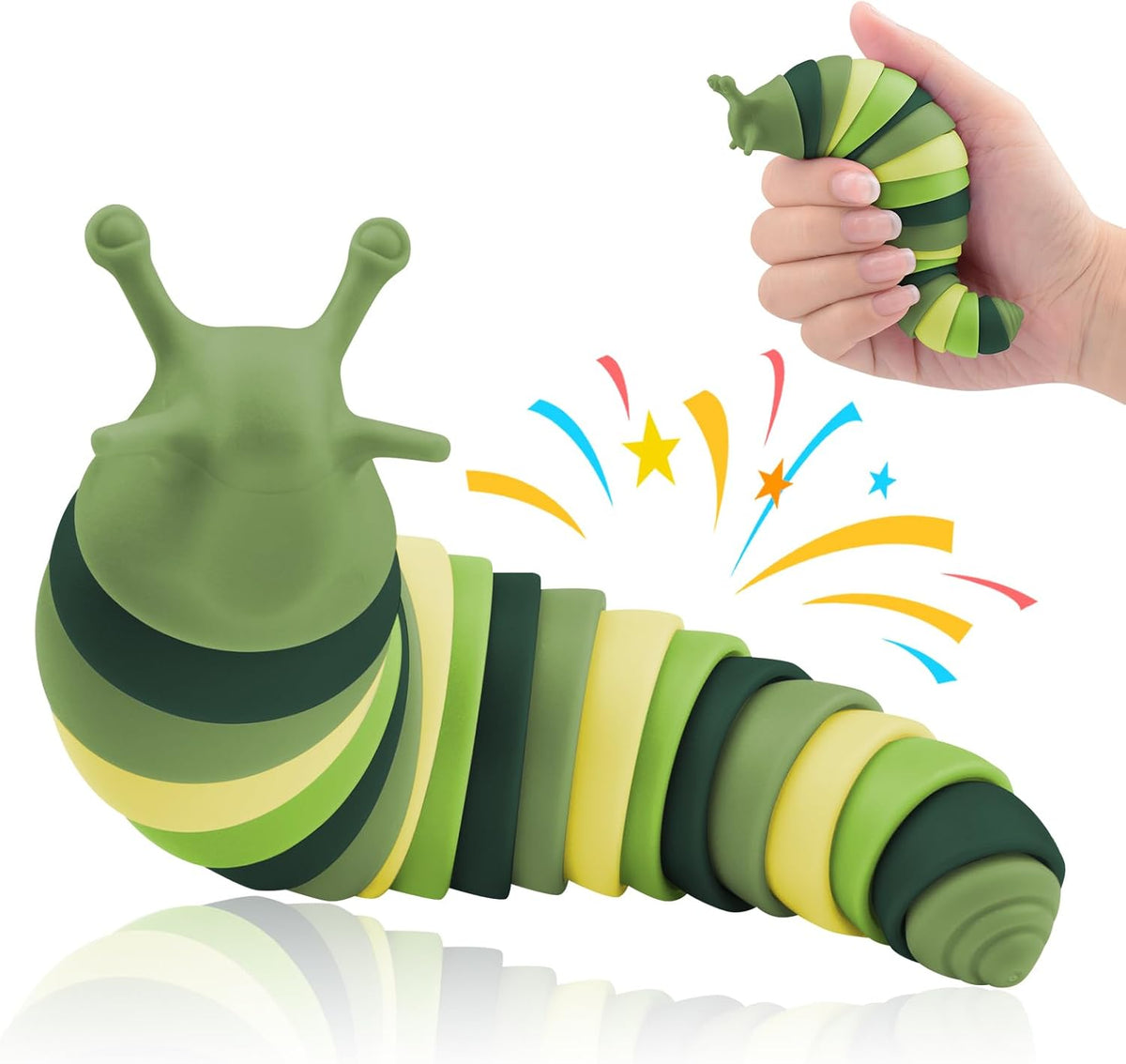 Cevioce Fidget Slug Toy 3Pcs Sensory Toys for - Small-1pc-macaron-green