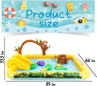 LUKBERA inflatable animal kids pool with slide, sprinkler arch and toy animals - view 6