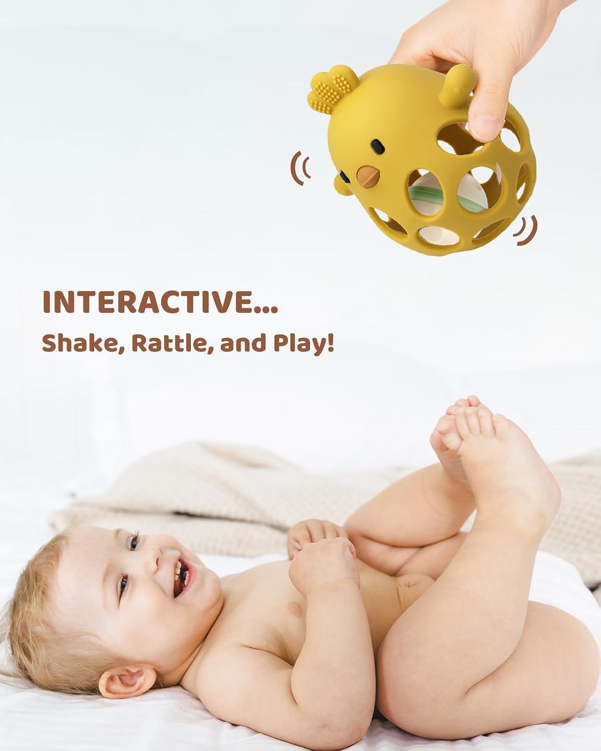 ChooKaChoo 2-in-1 Baby Teething Rattle Toy - Yellow - image 3