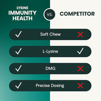 VetriScience Lysine Immunity Health Chews, 250 mg Lysine Plus Immune Supplement for Cats and Kittens with Allergies, Sneezing, Runny Nose and Watery Eyes, Chicken, 90 Count