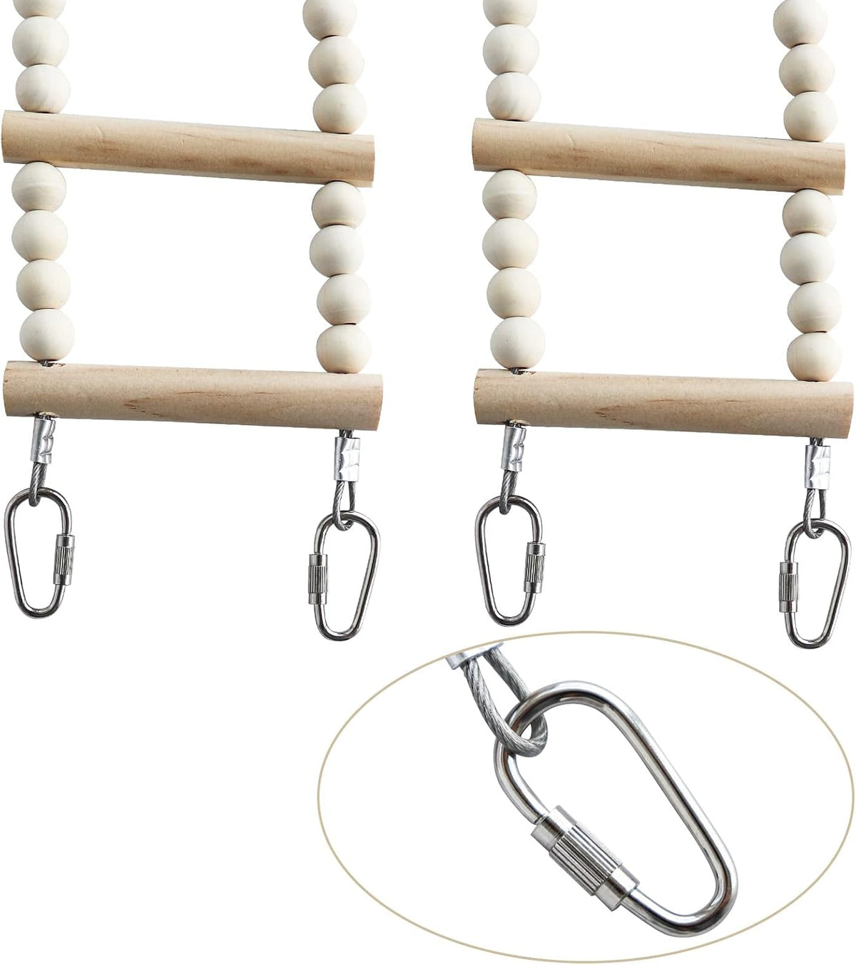 Bird Ladder Bridge, Wooden Pet Hamster Climbing & Swing Toys - 28 Steps - 61.8 × 3.14 Inch - image 4