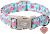 Dog Collar With Metal Buckle, Red Rose Flower Gift for Small - Colorful Love / L