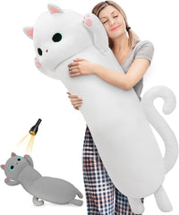 MaoGoLan 44 inch black cat plush body pillow with yellow eyes