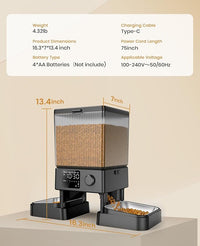 oneisall Automatic Cat Feeder for 2 Cats, 20 Cups/5L Automatic Cat Food Dispenser for Small Pets Indoor, Timed Cat Feeder for Dry Food