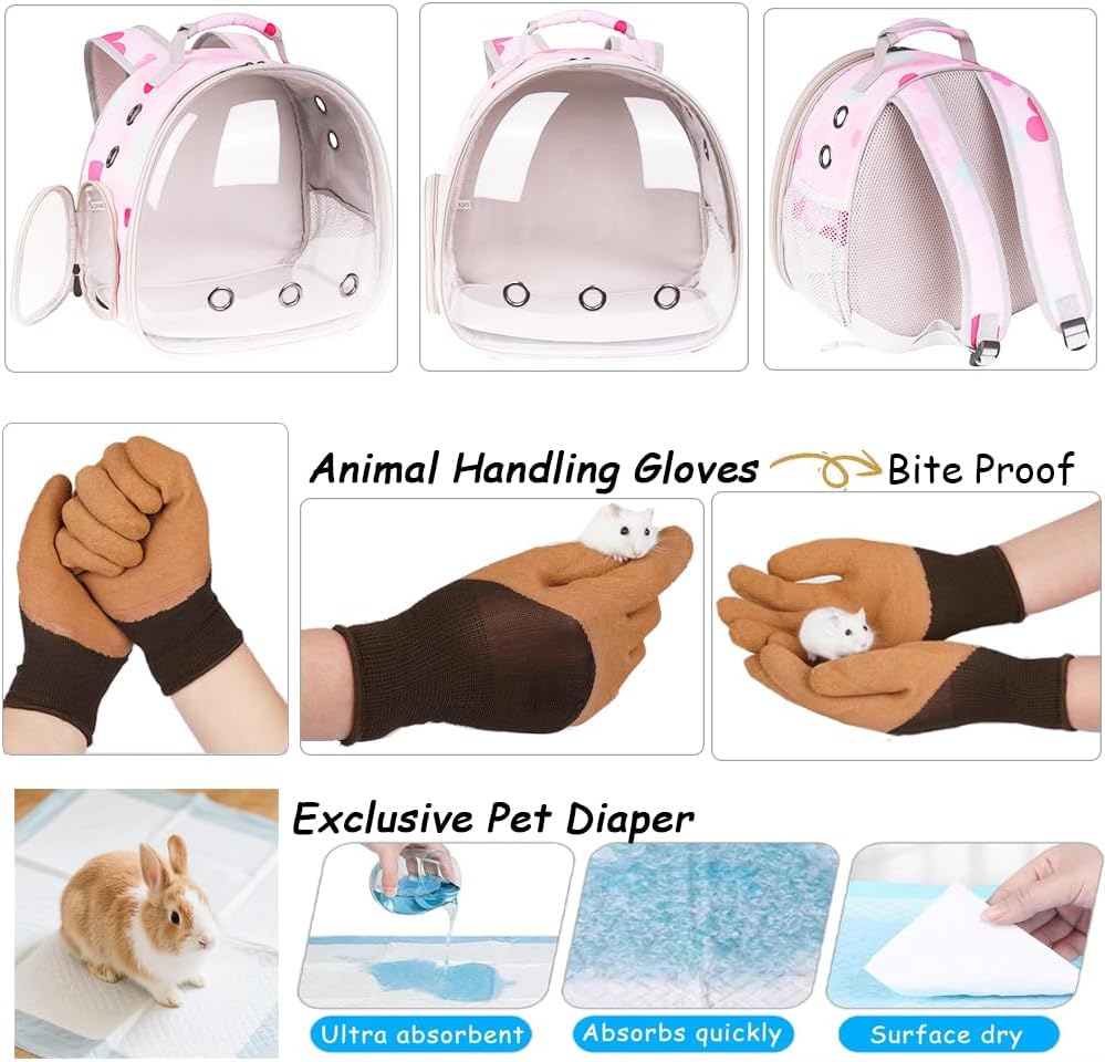 Portable Small Animal Backpack Travel Breathable Pet Carrier Bag - Flower Print / Backpack - image 3