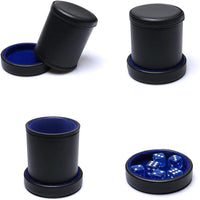Leatherette Dice Cup with Lid Includes 6 Dices - Dark Blue - image 3