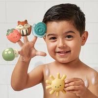 Itzy Ritzy 5-piece finger puppet bath toy set with fox, snail, sun and more - view 2