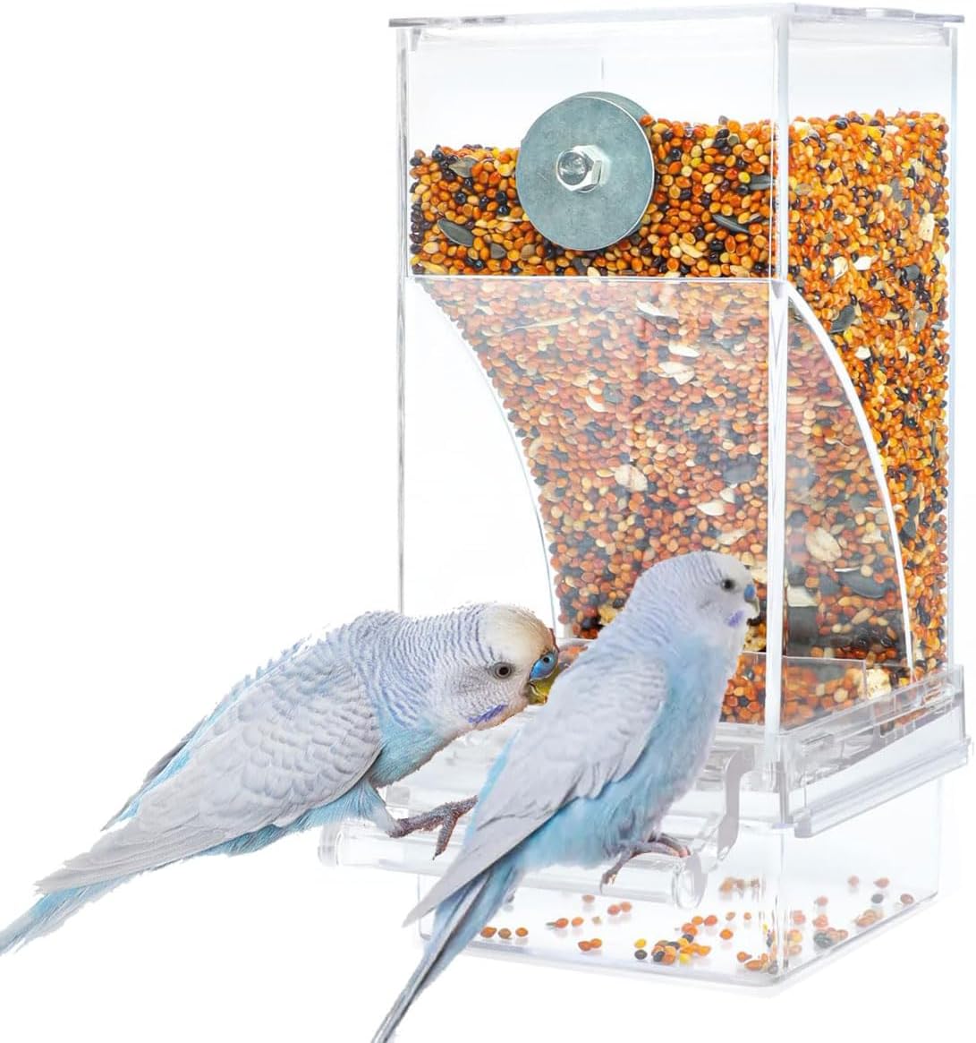 Bird Parrot Feeders, No Mess Automatic Cage Feeder Dispenser Food Container, Auto Bird Seed Bowl