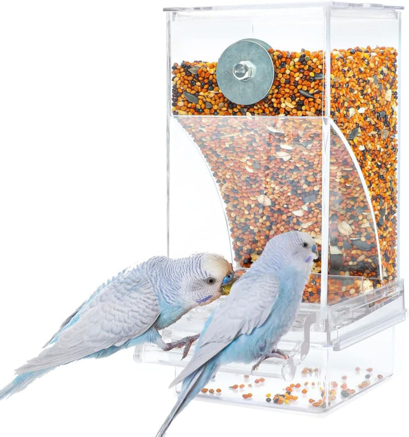 Bird Parrot Feeders, No Mess Automatic Cage Feeder Dispenser Food Container, Auto Bird Seed Bowl
