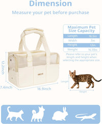 ONECUTE Dog Purse Carrier for Small Dogs Rabbit cat with Large Pockets - Beige Mesh / 16.9"L x 7.4"W x 12.2"H - image 2