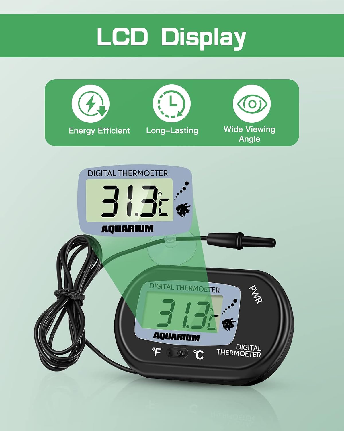 Zacro 2 Pack Digital Aquarium Thermometer, Fish Tank Thermometer - 2 Packs - image 2