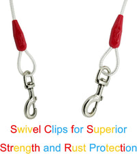 30ft Reflective Tie-Out Cable for Heavy Dogs Up to – Essentials for Dogs - 250lbs40ft / Red & Silver - image 4